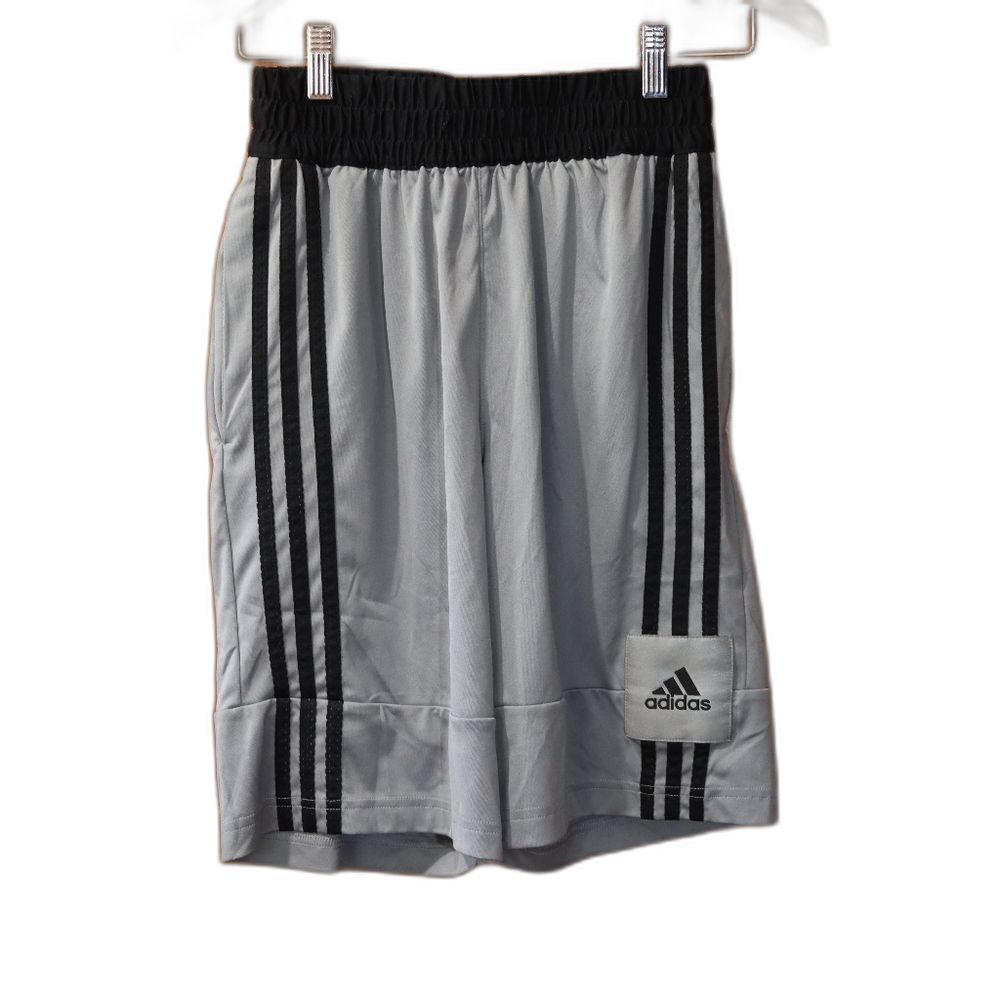 Adidas Gray Basketball Shorts with Black Stripes Small